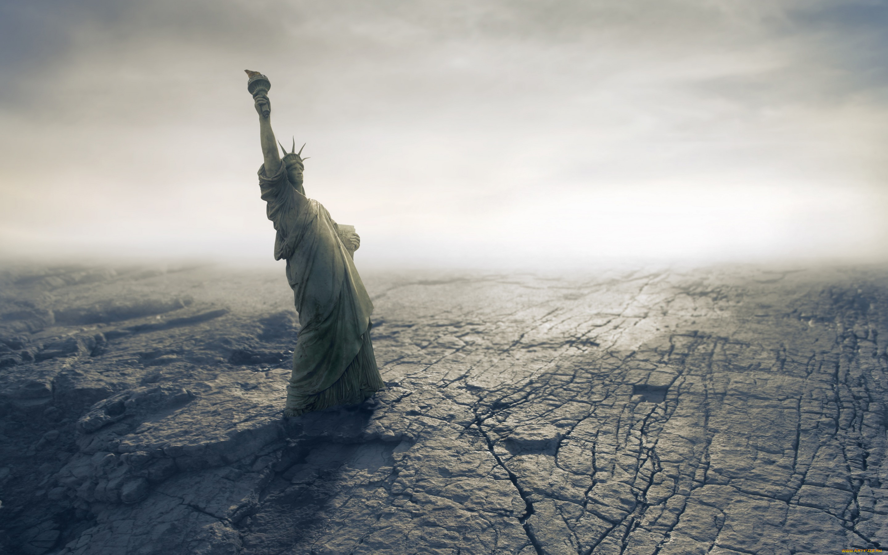 , , cracks, dry, , , desert, , american, catastrophe, statue, of, liberty, disaster, fantastic, armageddon, apocalypse